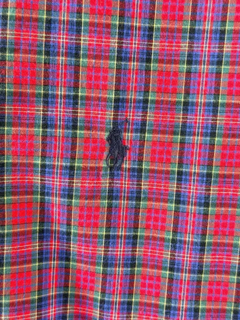Ralph Lauren Men's Red, Blue, and Green Plaid Long Sleeve Button Down Shirt (L) - Picture 5 of 6